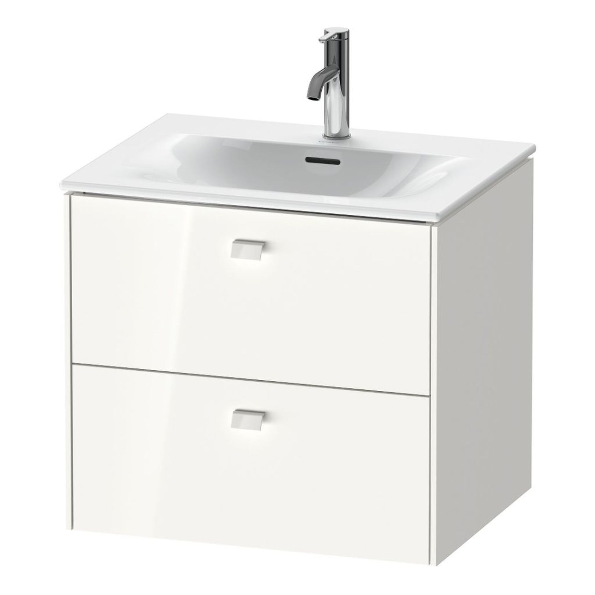Duravit Brioso BR43100 24" x 22" x 19" Two Drawer Wall-Mount Vanity Unit in White High Gloss