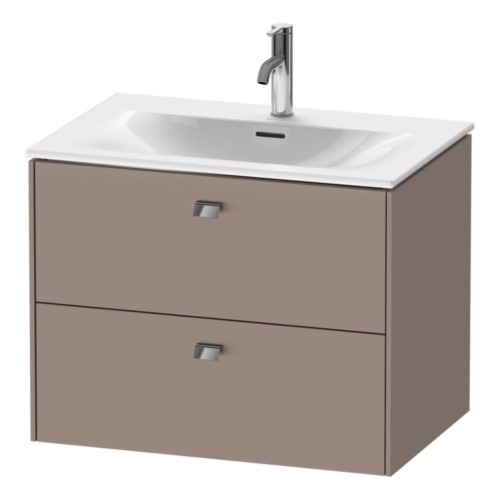 Duravit Brioso BR43110 28" x 22" x 19" Two Drawer Wall-Mount Vanity Unit in Basalt Matt and Chrome Handle