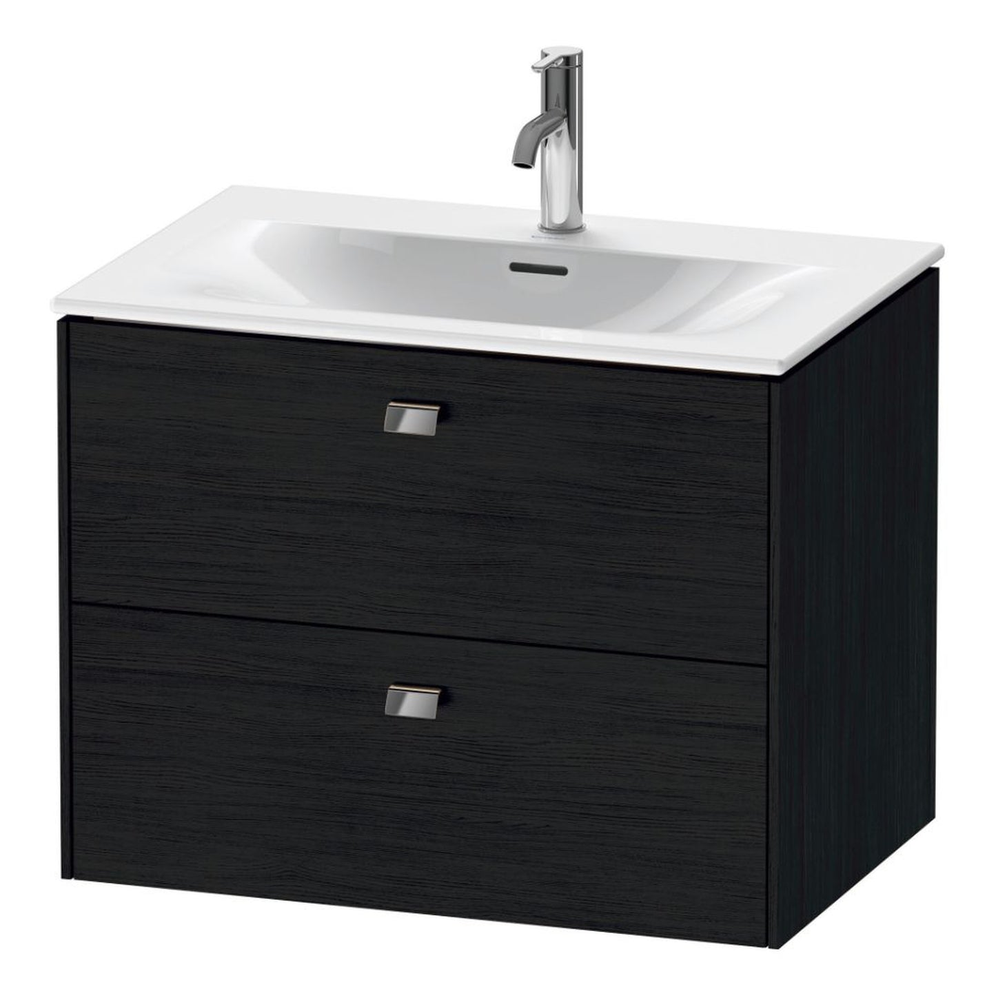 Duravit Brioso BR43110 28" x 22" x 19" Two Drawer Wall-Mount Vanity Unit in Black Oak and Chrome Handle