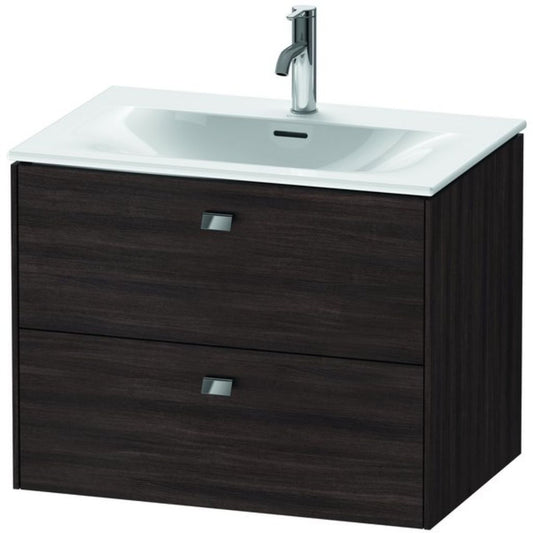 Duravit Brioso BR43110 28" x 22" x 19" Two Drawer Wall-Mount Vanity Unit in Chestnut Dark and Chrome Handle