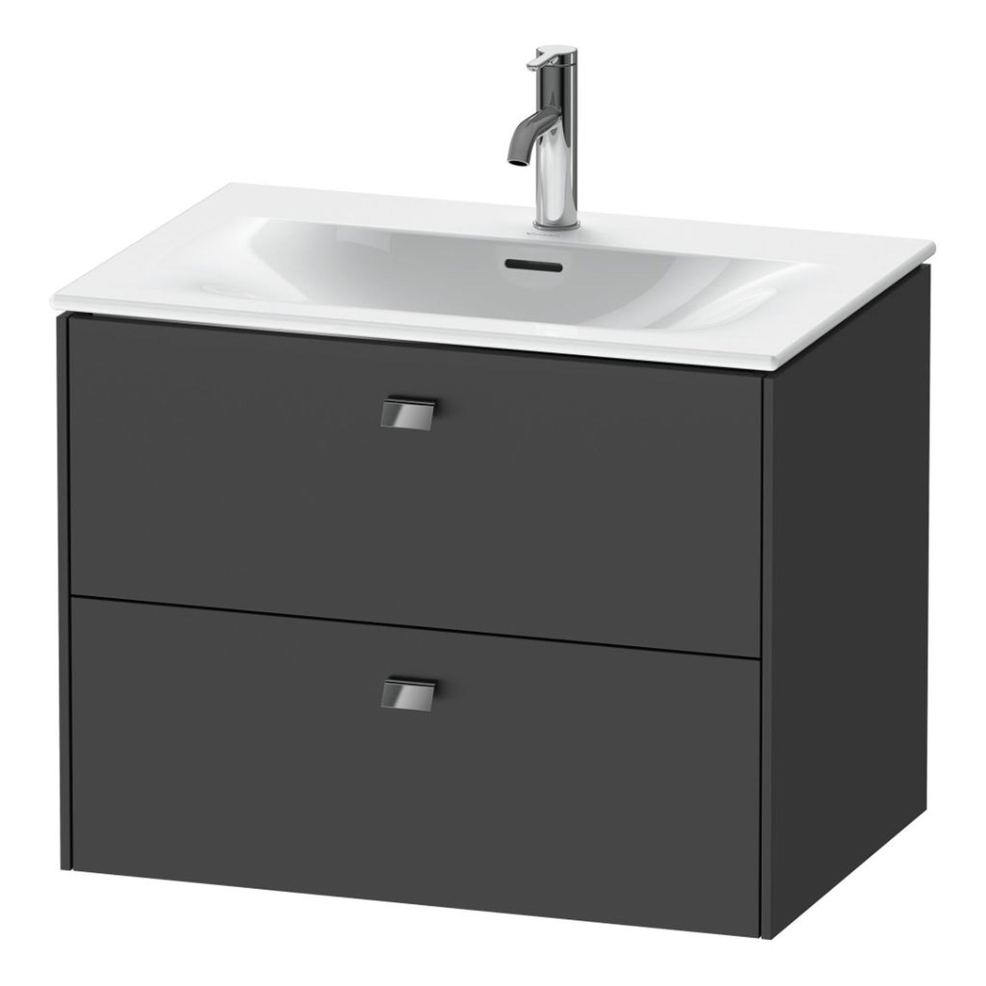 Duravit Brioso BR43110 28" x 22" x 19" Two Drawer Wall-Mount Vanity Unit in Graphite Matt and Chrome Handle