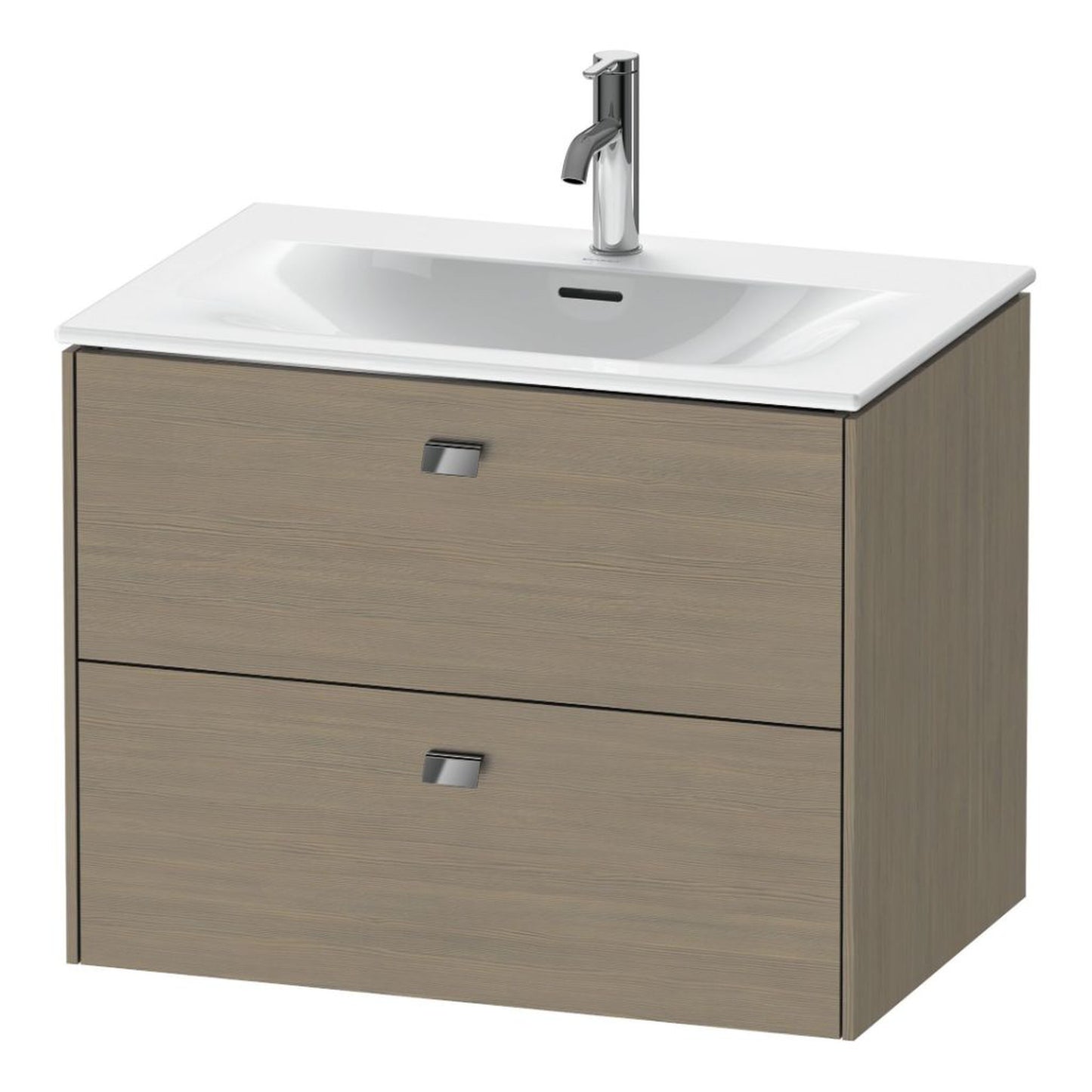Duravit Brioso BR43110 28" x 22" x 19" Two Drawer Wall-Mount Vanity Unit in Oak Terra and Chrome Handle