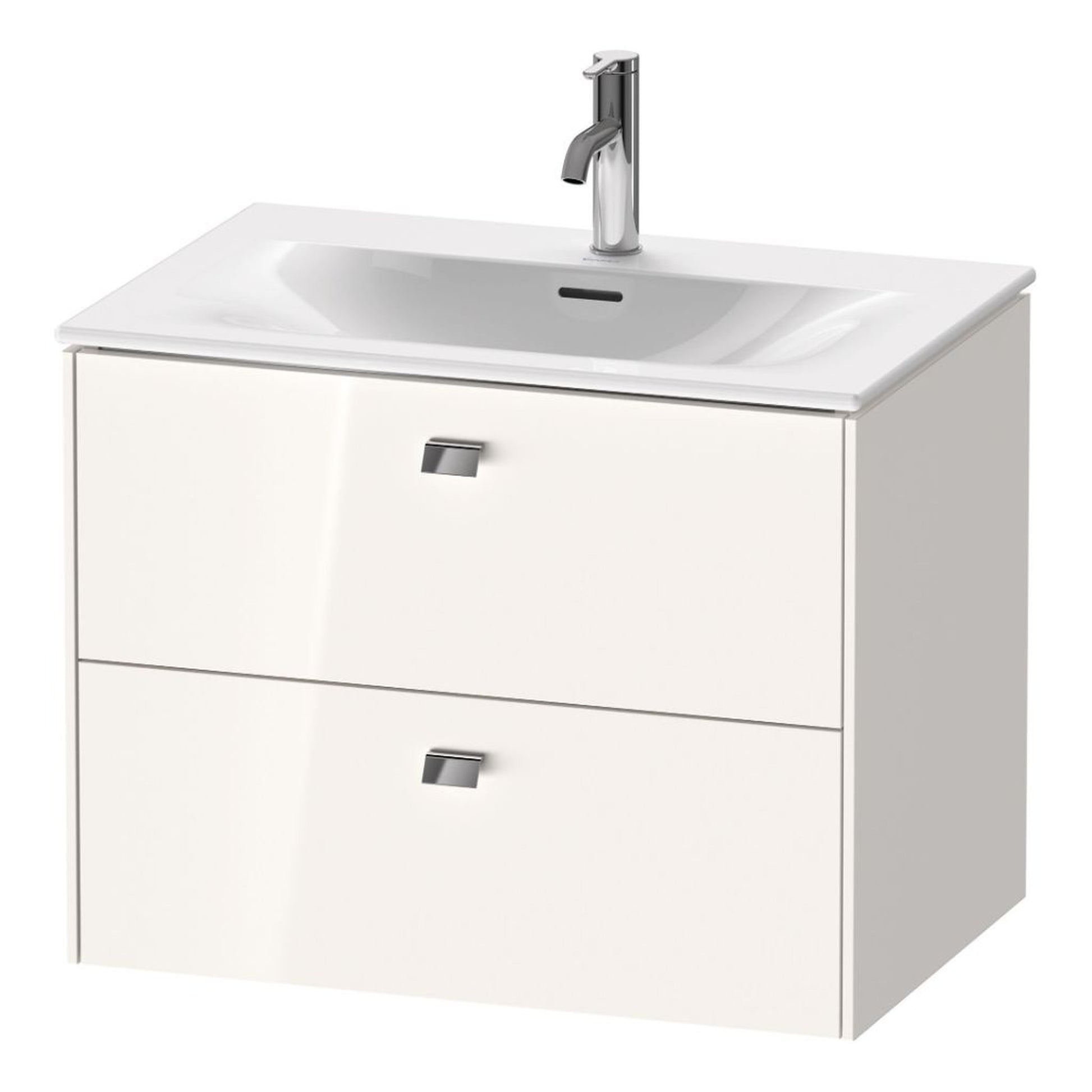 Duravit Brioso BR43110 28" x 22" x 19" Two Drawer Wall-Mount Vanity Unit in White High Gloss and Chrome Handle