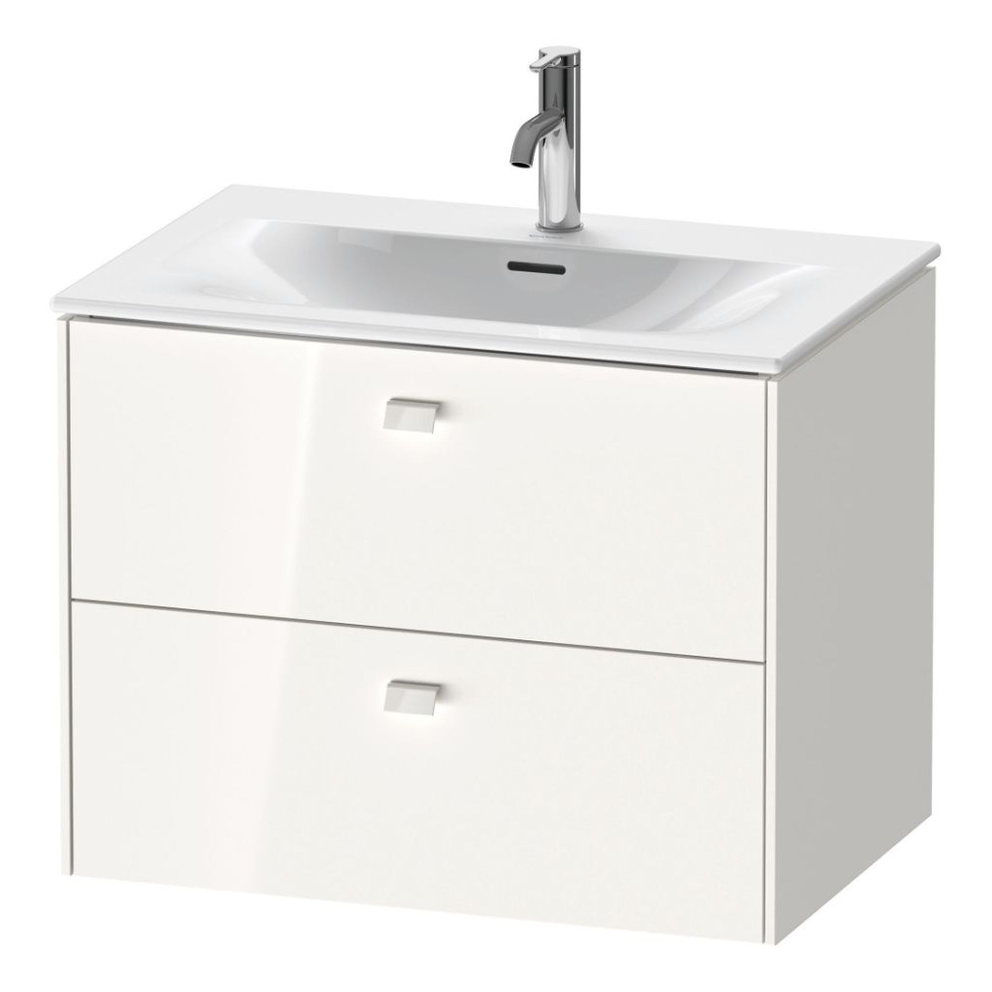 Duravit Brioso BR43110 28" x 22" x 19" Two Drawer Wall-Mount Vanity Unit in White High Gloss