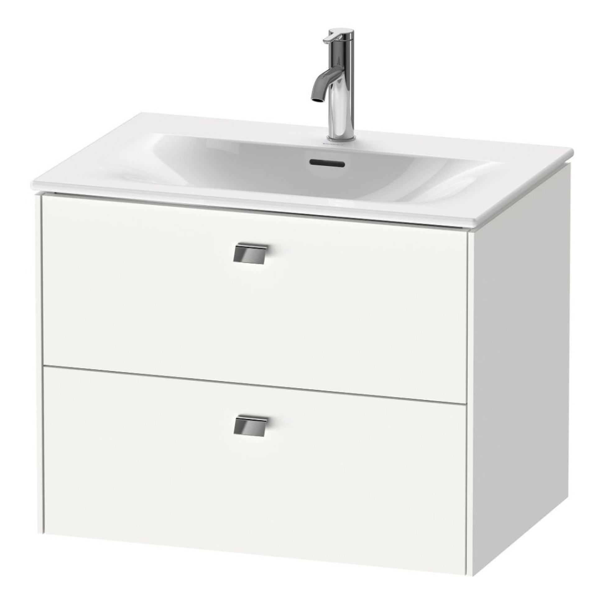 Duravit Brioso BR43110 28" x 22" x 19" Two Drawer Wall-Mount Vanity Unit in White Matt and Chrome Handle
