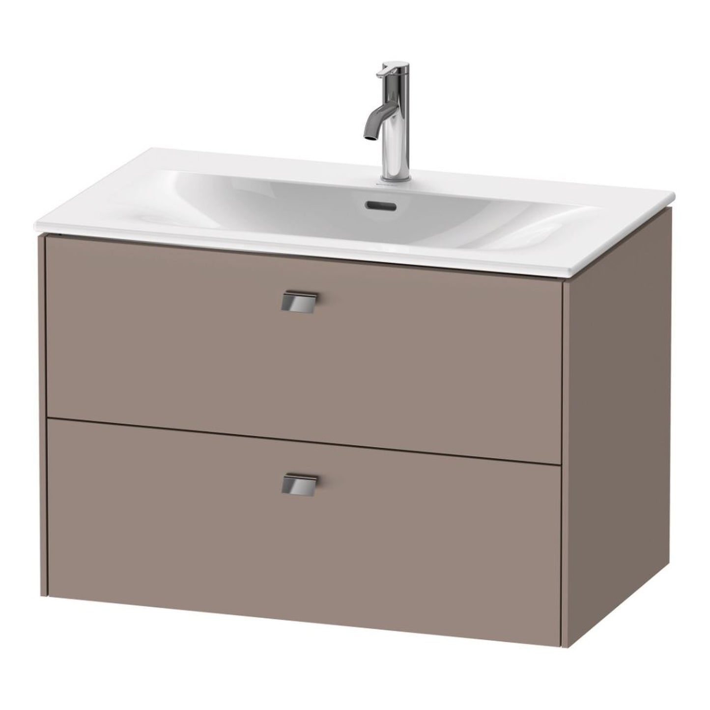Duravit Brioso BR43120 32" x 22" x 19" Two Drawer Wall-Mount Vanity Unit in Basalt Matt and Chrome Handle