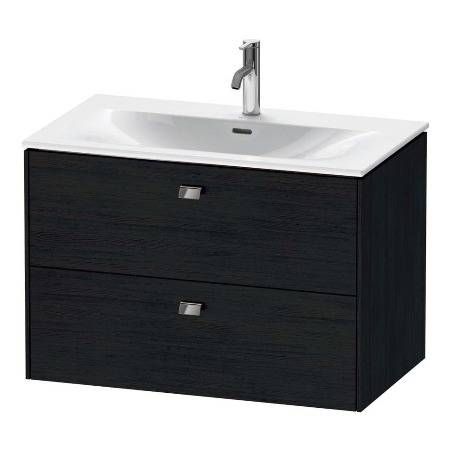 Duravit Brioso BR43120 32" x 22" x 19" Two Drawer Wall-Mount Vanity Unit in Black Oak and Chrome Handle