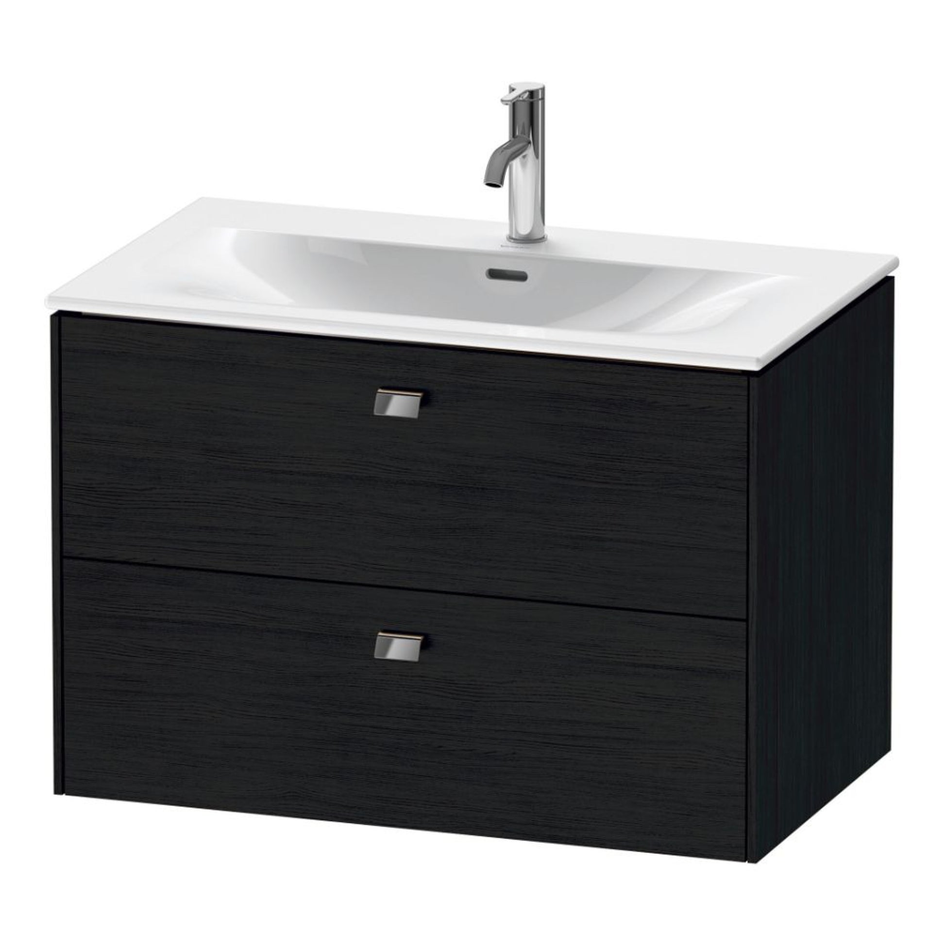 Duravit Brioso BR43120 32" x 22" x 19" Two Drawer Wall-Mount Vanity Unit in Black Oak and Chrome Handle