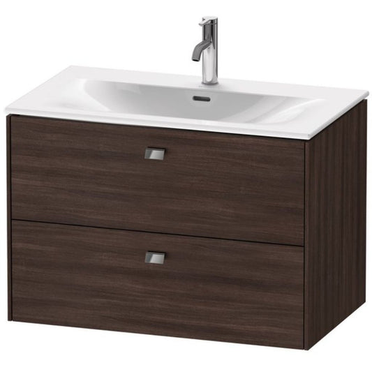Duravit Brioso BR43120 32" x 22" x 19" Two Drawer Wall-Mount Vanity Unit in Chestnut Dark and Chrome Handle