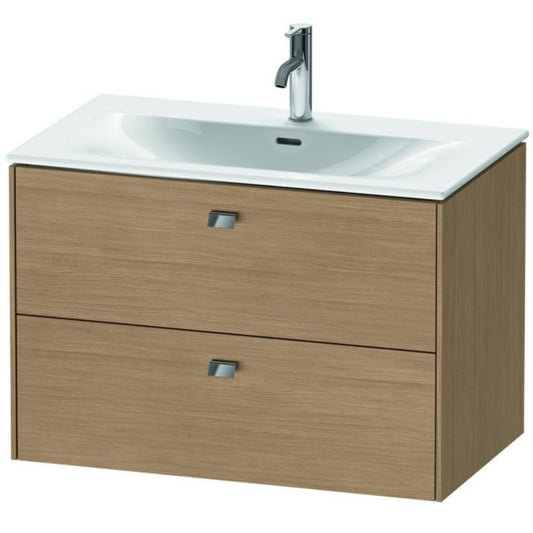 Duravit Brioso BR43120 32" x 22" x 19" Two Drawer Wall-Mount Vanity Unit in European Oak and Chrome Handle