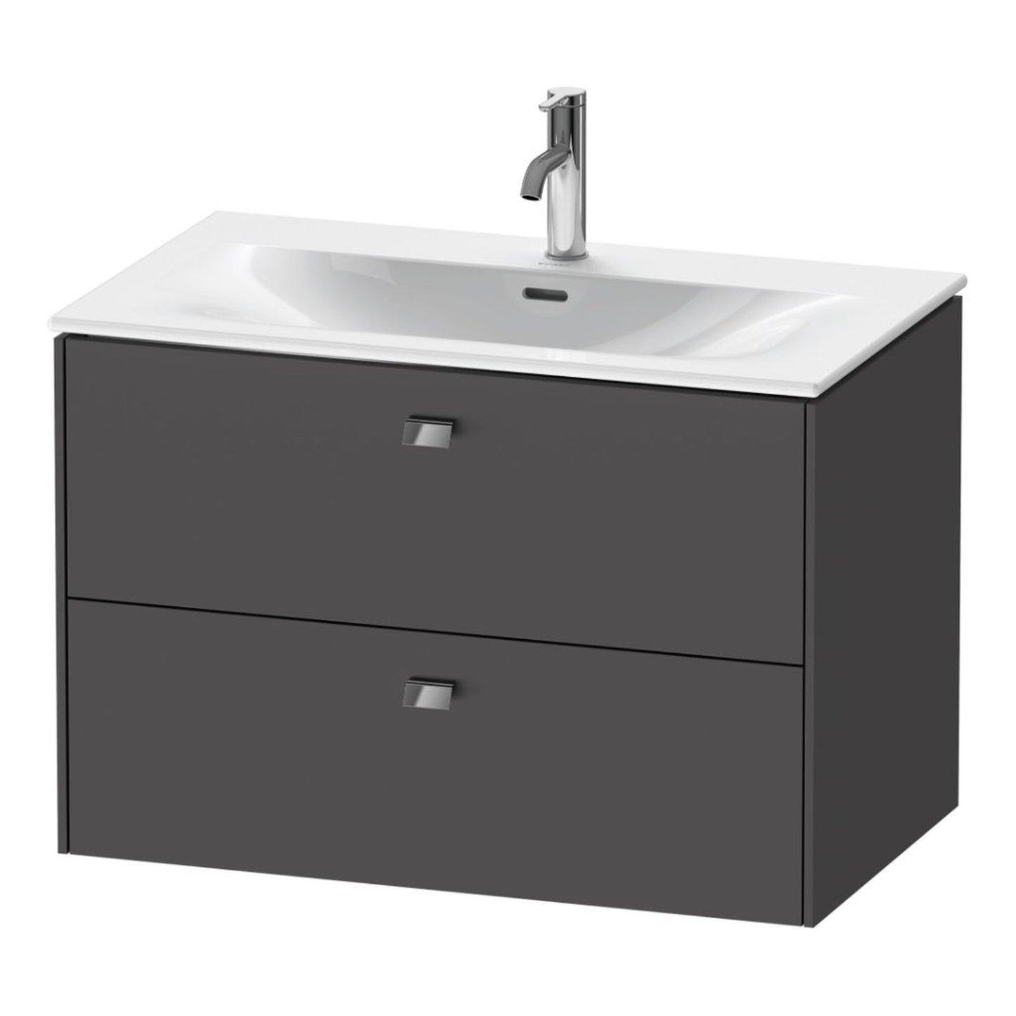 Duravit Brioso BR43120 32" x 22" x 19" Two Drawer Wall-Mount Vanity Unit in Graphite Matt and Chrome Handle