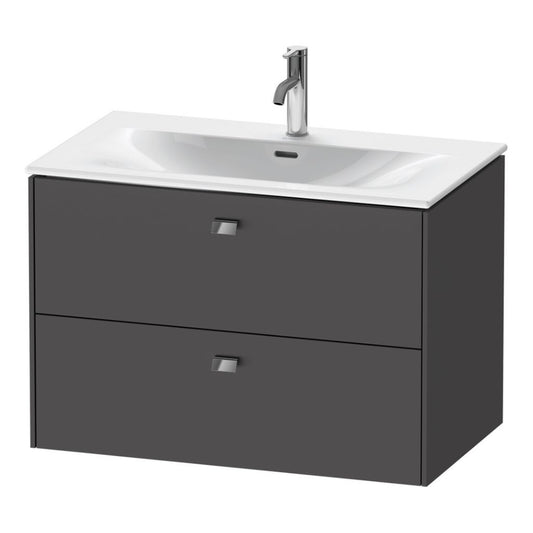Duravit Brioso BR43120 32" x 22" x 19" Two Drawer Wall-Mount Vanity Unit in Graphite Matt and Chrome Handle