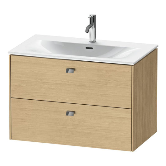 Duravit Brioso BR43120 32" x 22" x 19" Two Drawer Wall-Mount Vanity Unit in Natural Oak and Chrome Handle