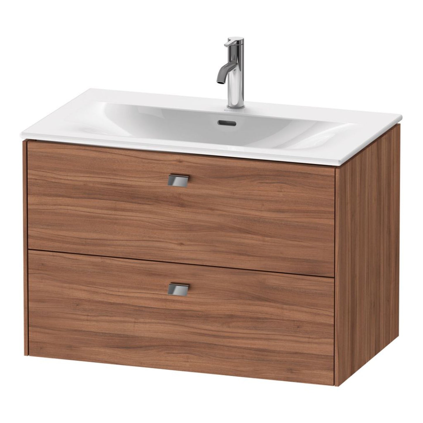 Duravit Brioso BR43120 32" x 22" x 19" Two Drawer Wall-Mount Vanity Unit in Natural Walnut and Chrome Handle