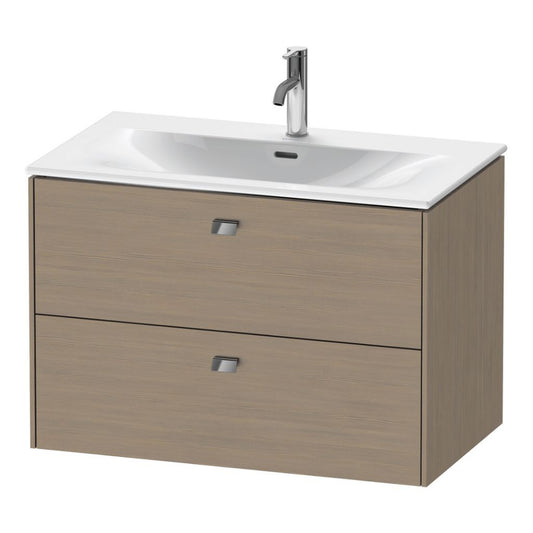 Duravit Brioso BR43120 32" x 22" x 19" Two Drawer Wall-Mount Vanity Unit in Oak Terra and Chrome Handle