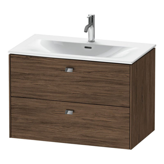 Duravit Brioso BR43120 32" x 22" x 19" Two Drawer Wall-Mount Vanity Unit in Walnut Dark and Chrome Handle
