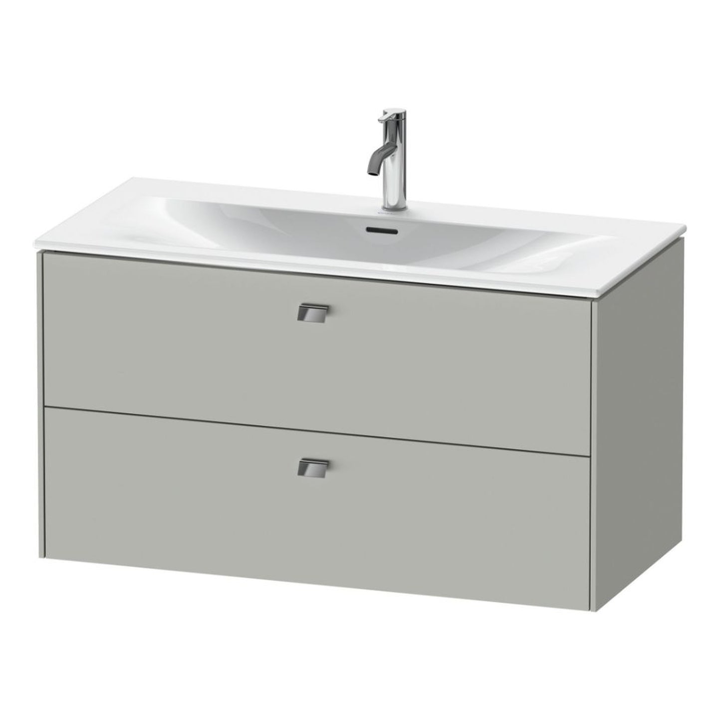 Duravit Brioso BR43130 40" x 22" x 19" Two Drawer Wall-Mount Vanity Unit in Concrete Grey Matt and Chrome Handle