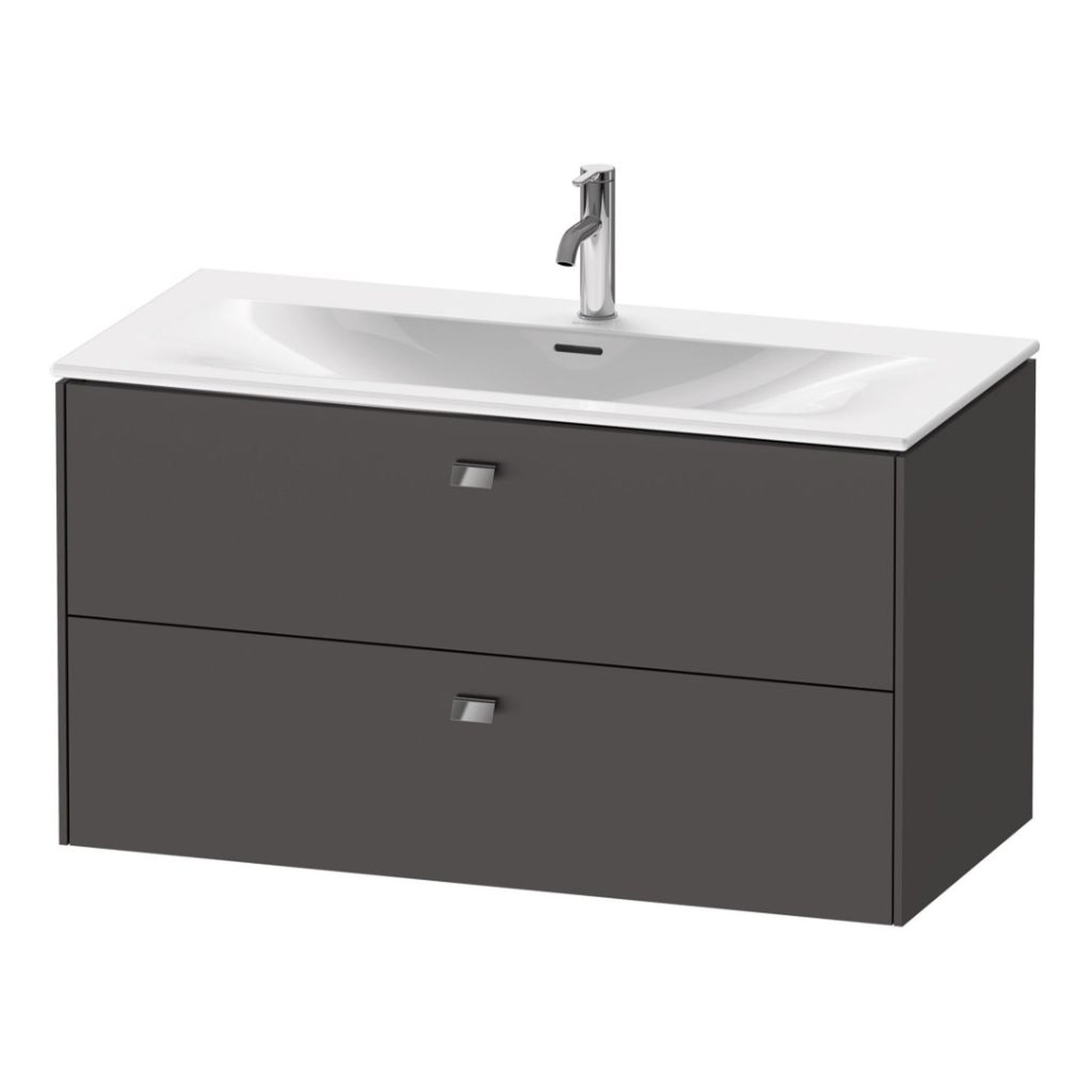 Duravit Brioso BR43130 40" x 22" x 19" Two Drawer Wall-Mount Vanity Unit in Graphite Matt and Chrome Handle
