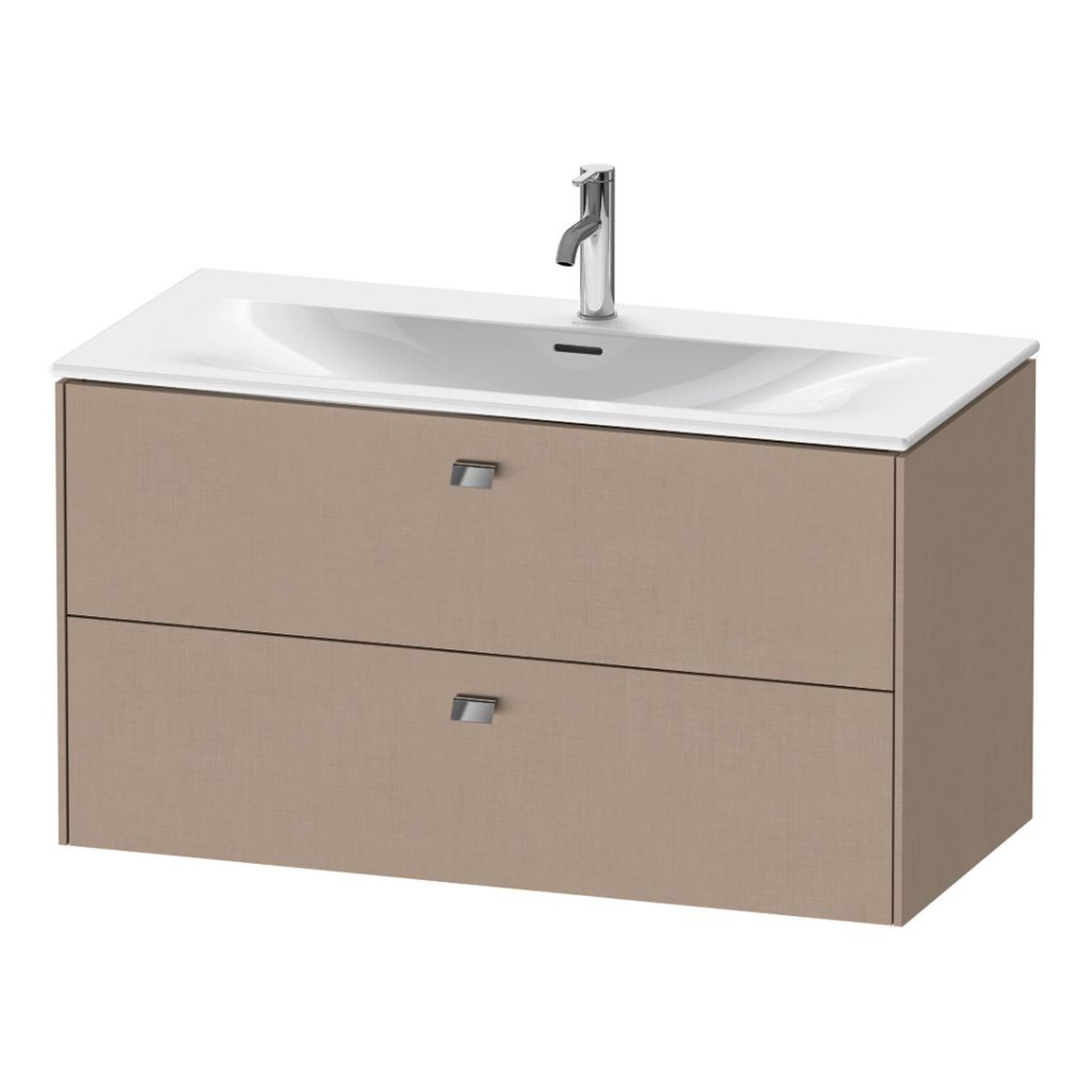 Duravit Brioso BR43130 40" x 22" x 19" Two Drawer Wall-Mount Vanity Unit in Linen and Chrome Handle