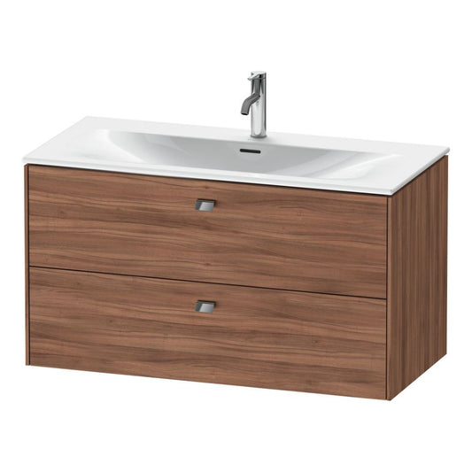 Duravit Brioso BR43130 40" x 22" x 19" Two Drawer Wall-Mount Vanity Unit in Natural Walnut and Chrome Handle