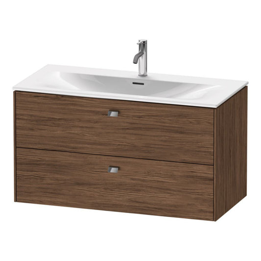 Duravit Brioso BR43130 40" x 22" x 19" Two Drawer Wall-Mount Vanity Unit in Walnut Dark and Chrome Handle