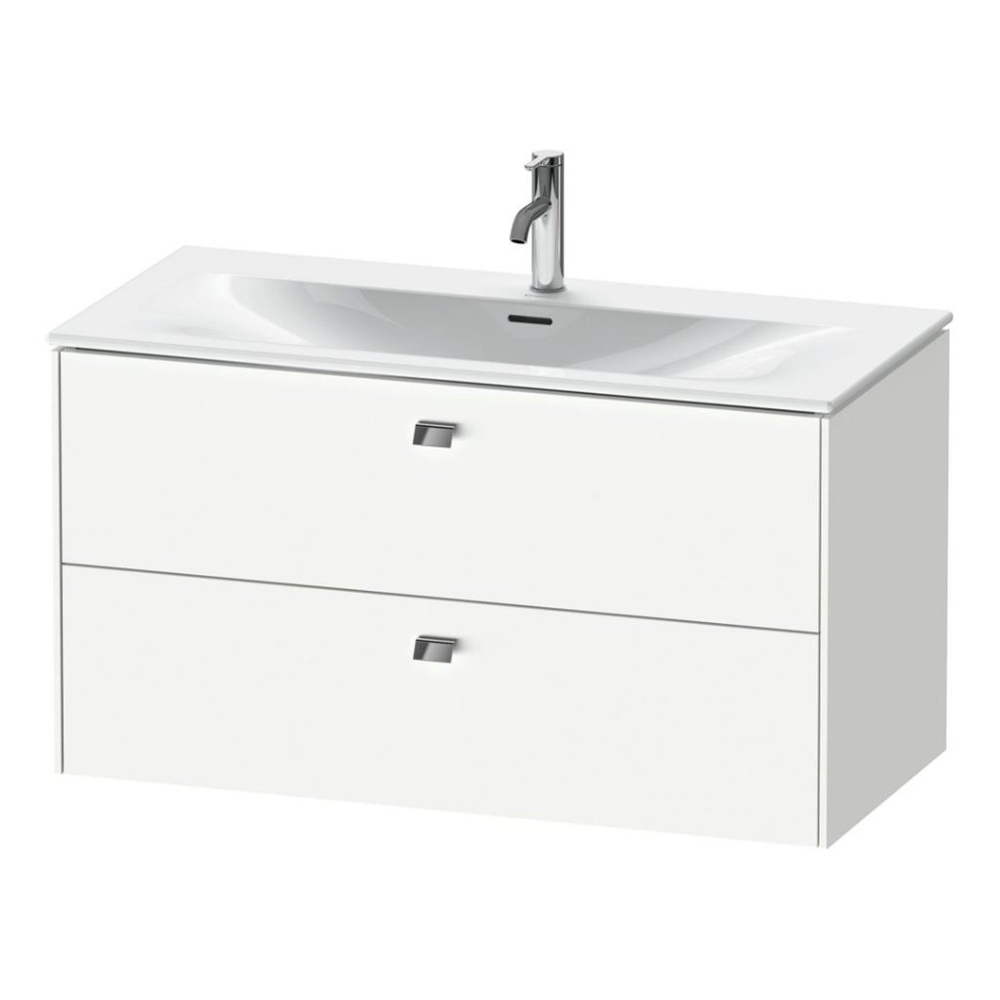 Duravit Brioso BR43130 40" x 22" x 19" Two Drawer Wall-Mount Vanity Unit in White Matt and Chrome Handle