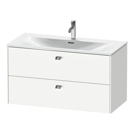 Duravit Brioso BR43130 40" x 22" x 19" Two Drawer Wall-Mount Vanity Unit in White Matt and Chrome Handle