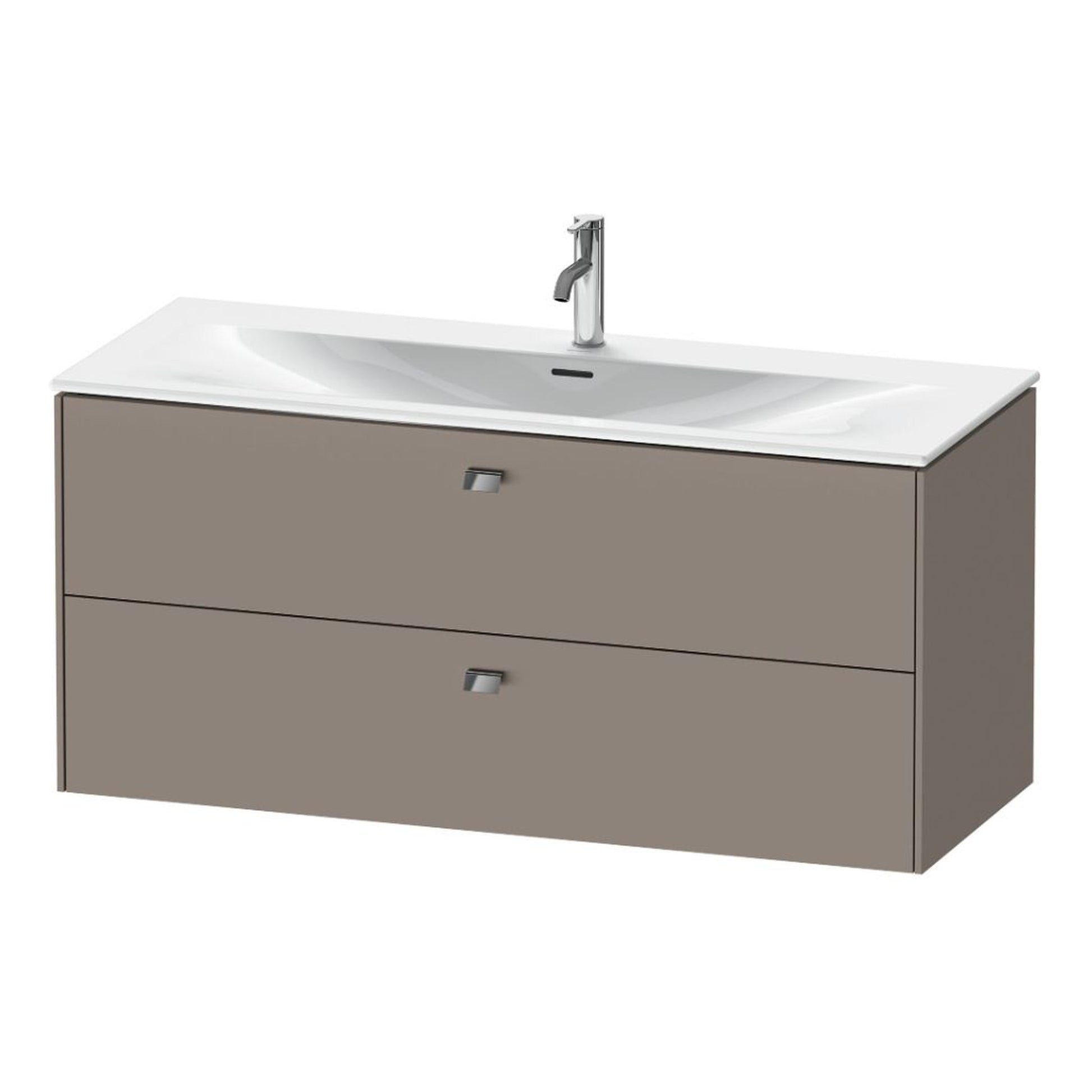 Duravit Brioso BR43140 48" x 22" x 19" Two Drawer Wall-Mount Vanity Unit in Basalt Matt and Chrome Handle