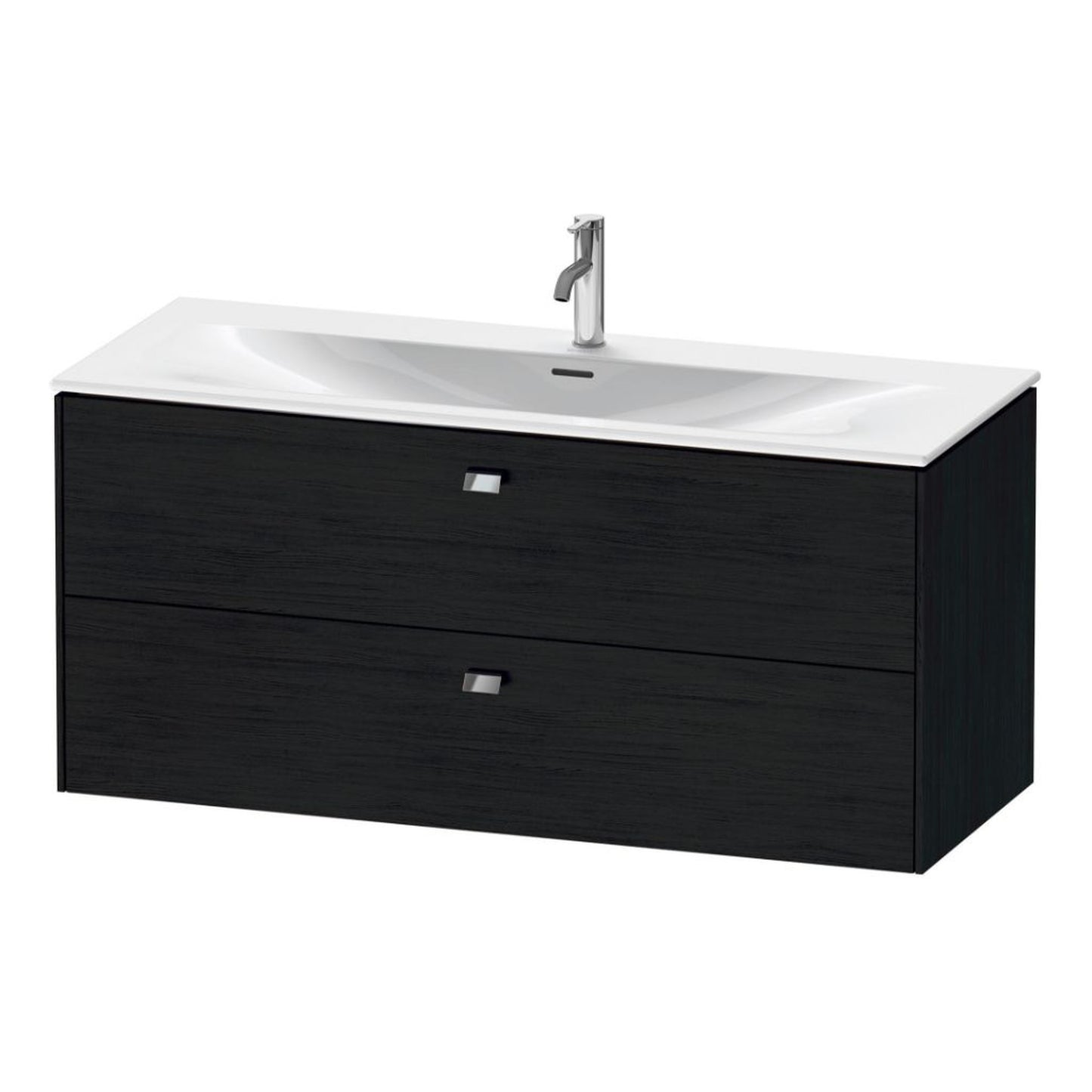 Duravit Brioso BR43140 48" x 22" x 19" Two Drawer Wall-Mount Vanity Unit in Black Oak and Chrome Handle