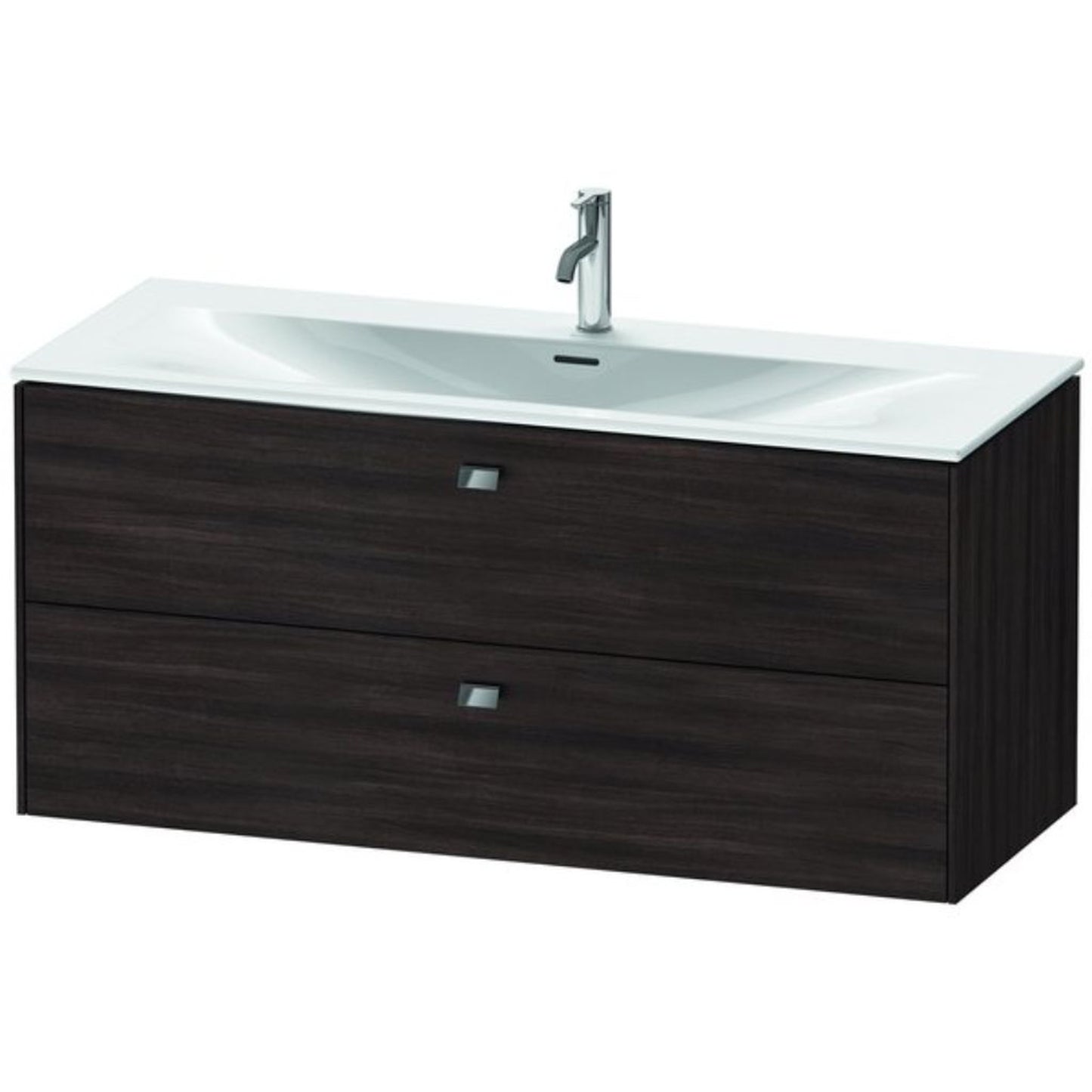 Duravit Brioso BR43140 48" x 22" x 19" Two Drawer Wall-Mount Vanity Unit in Chestnut Dark and Chrome Handle