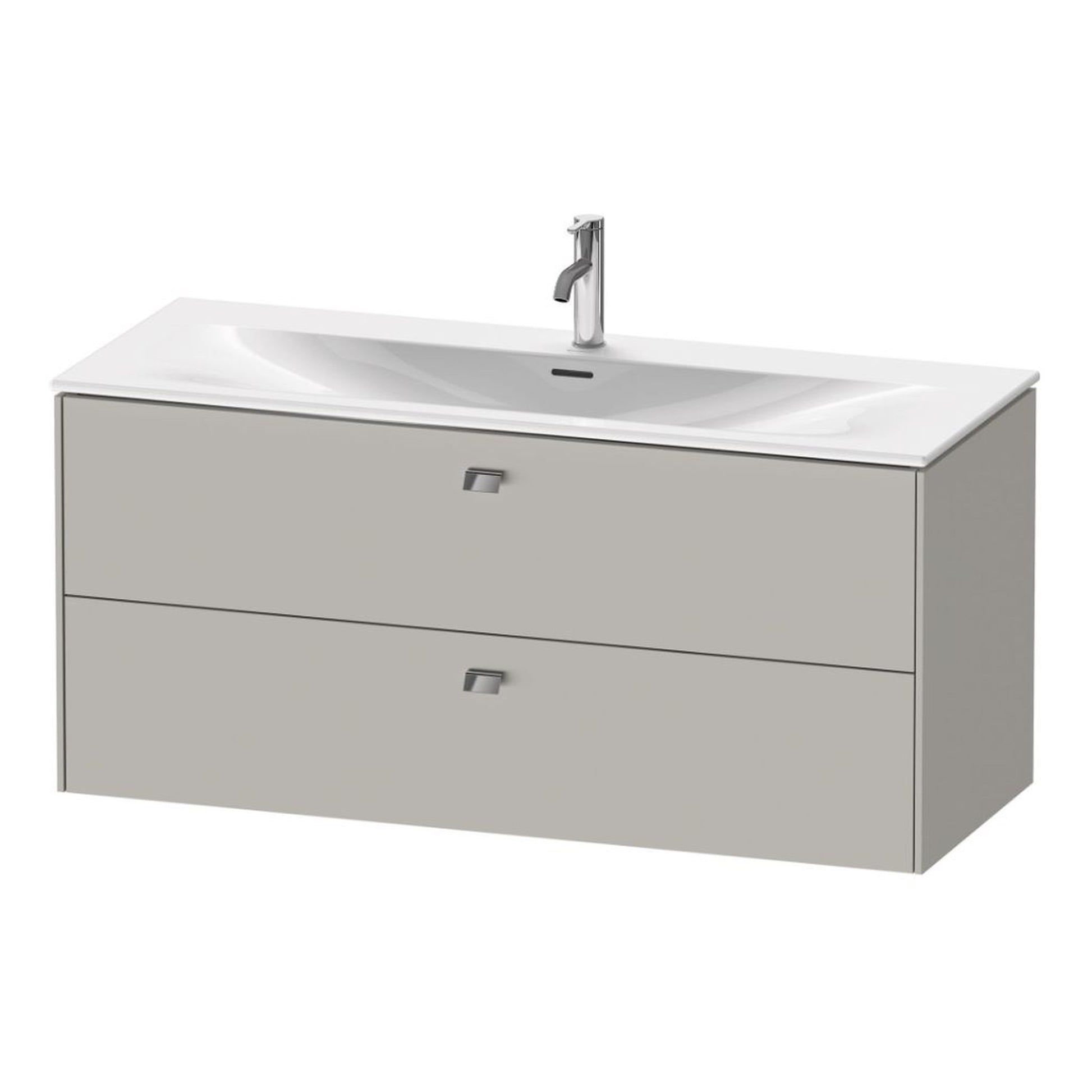 Duravit Brioso BR43140 48" x 22" x 19" Two Drawer Wall-Mount Vanity Unit in Concrete Grey Matt and Chrome Handle