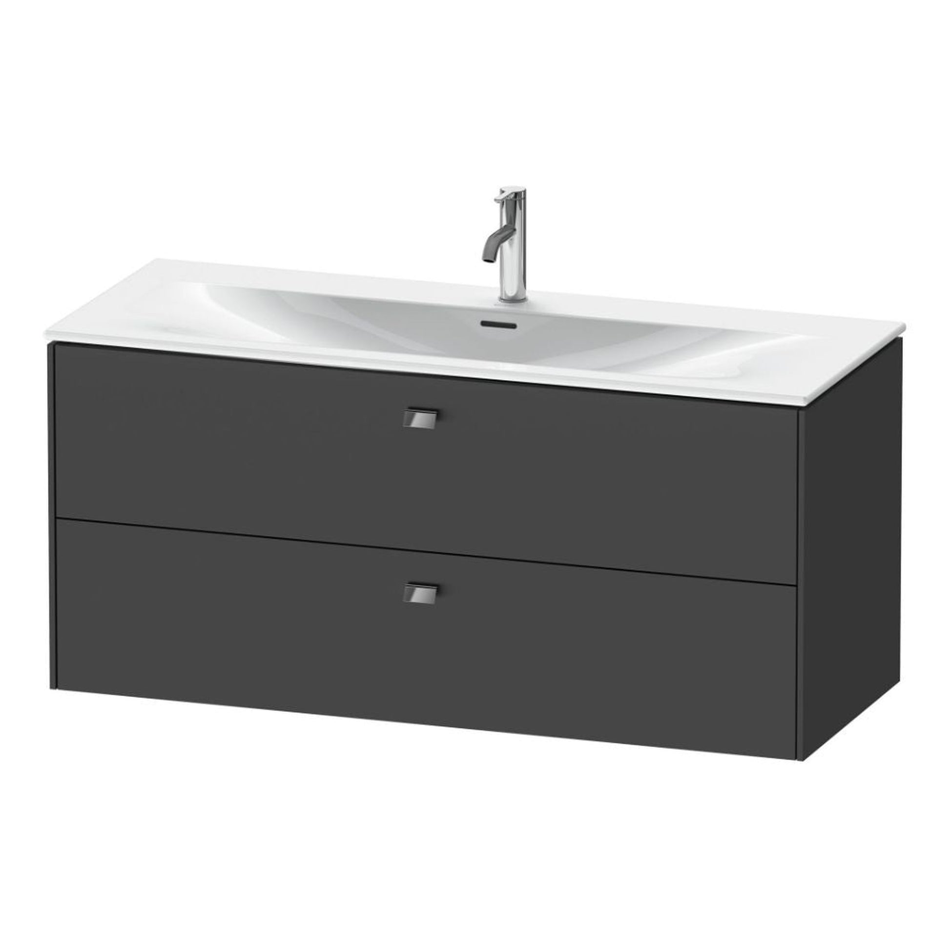 Duravit Brioso BR43140 48" x 22" x 19" Two Drawer Wall-Mount Vanity Unit in Graphite Matt and Chrome Handle
