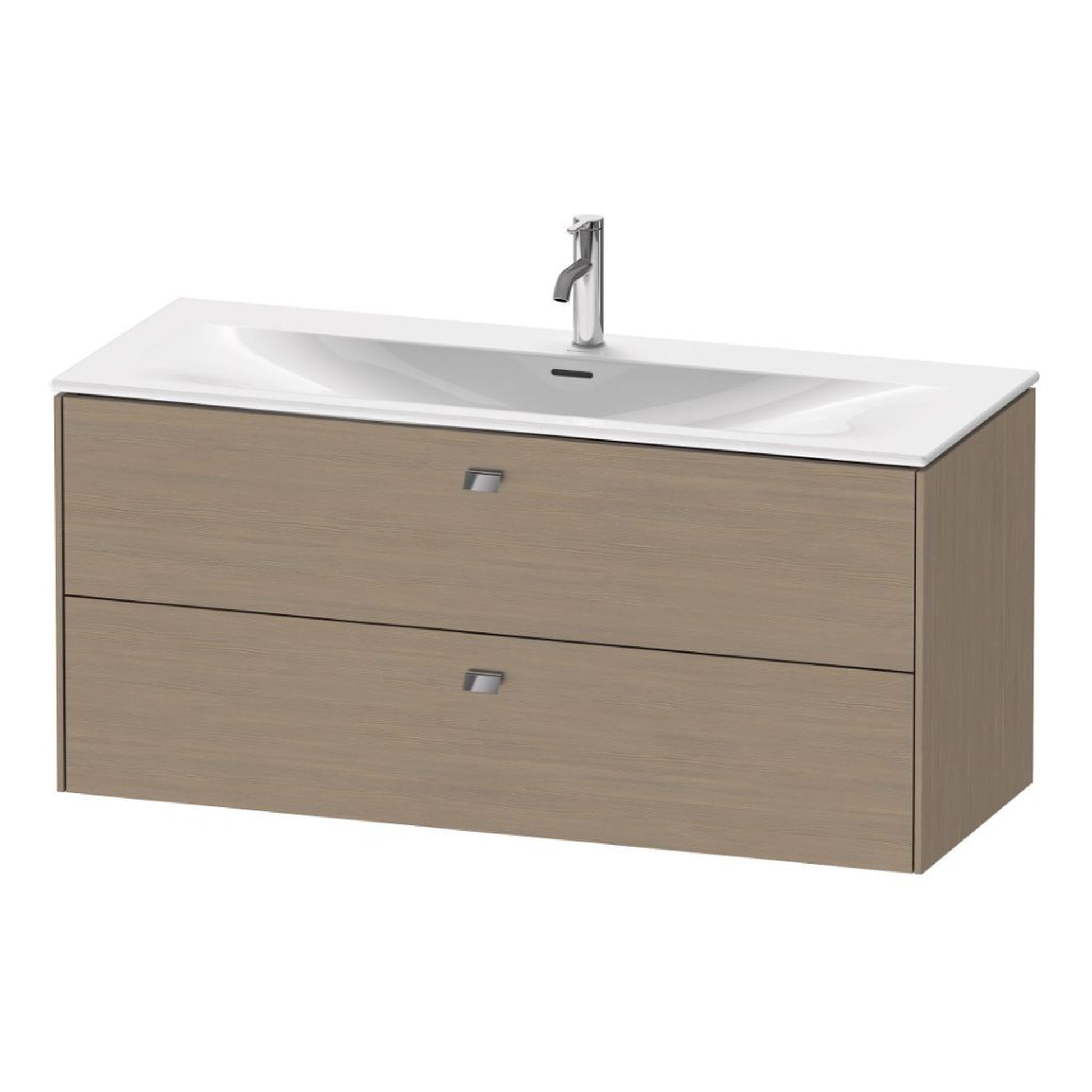 Duravit Brioso BR43140 48" x 22" x 19" Two Drawer Wall-Mount Vanity Unit in Oak Terra and Chrome Handle