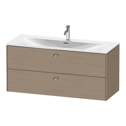 Duravit Brioso BR43140 48" x 22" x 19" Two Drawer Wall-Mount Vanity Unit in Oak Terra and Chrome Handle