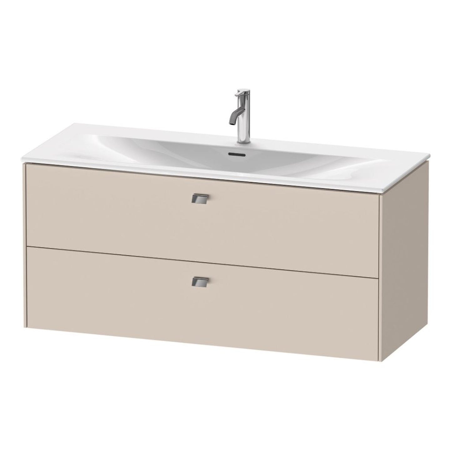 Duravit Brioso BR43140 48" x 22" x 19" Two Drawer Wall-Mount Vanity Unit in Taupe and Chrome Handle