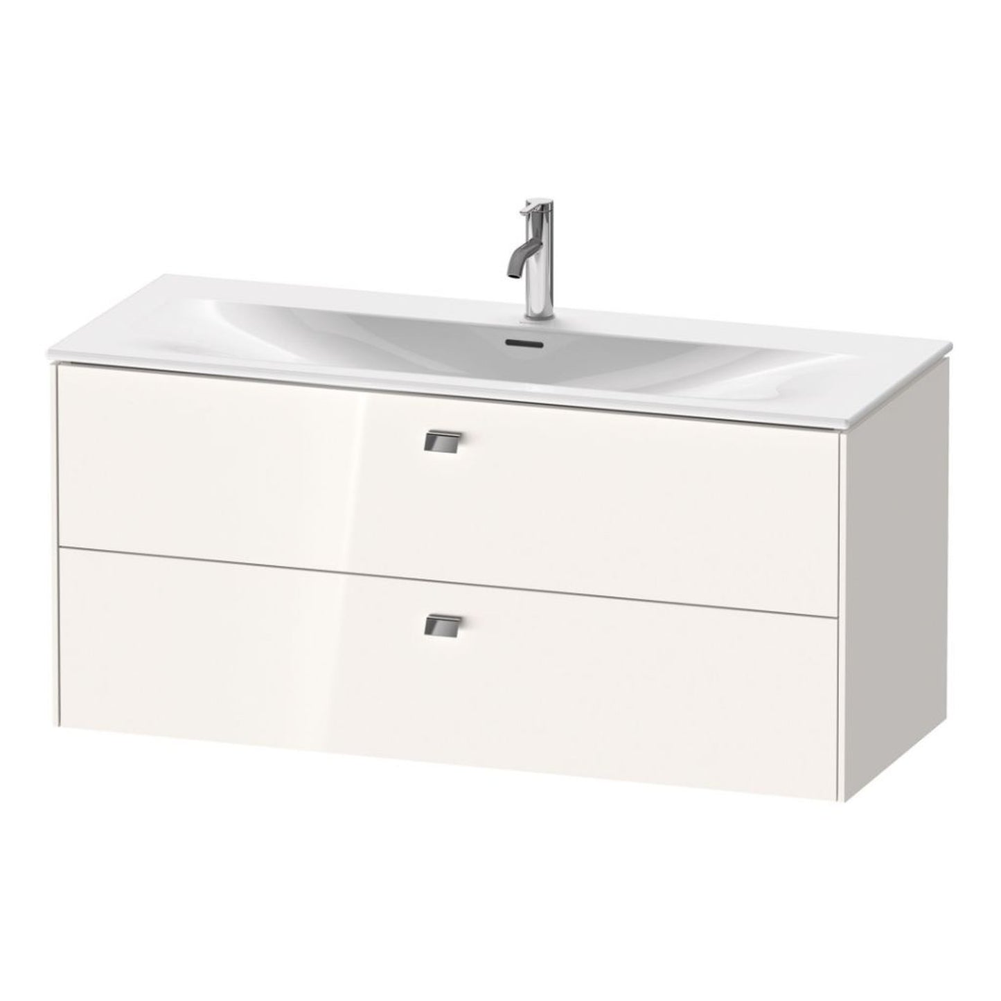 Duravit Brioso BR43140 48" x 22" x 19" Two Drawer Wall-Mount Vanity Unit in White High Gloss and Chrome Handle