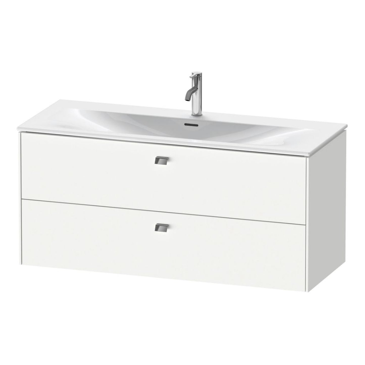 Duravit Brioso BR43140 48" x 22" x 19" Two Drawer Wall-Mount Vanity Unit in White Matt and Chrome Handle