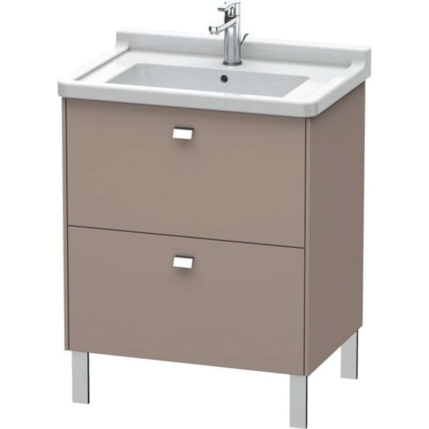 Duravit Brioso BR44210 26" x 27" x 18" Two Drawer Floor Standing Vanity Unit in Basalt Matt and Chrome Handle