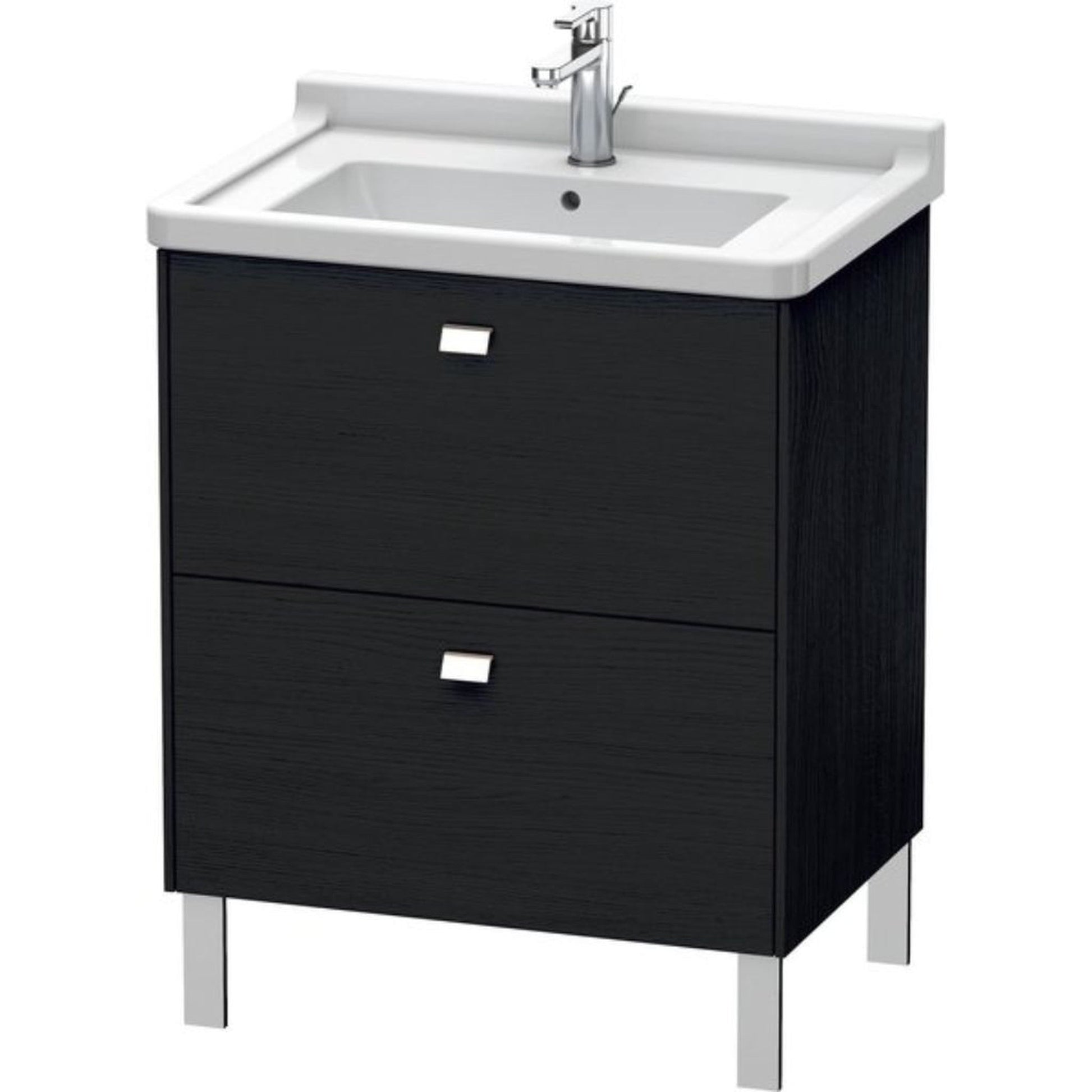 Duravit Brioso BR44210 26" x 27" x 18" Two Drawer Floor Standing Vanity Unit in Black Oak and Chrome Handle