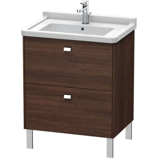 Duravit Brioso BR44210 26" x 27" x 18" Two Drawer Floor Standing Vanity Unit in Chestnut Dark and Chrome Handle