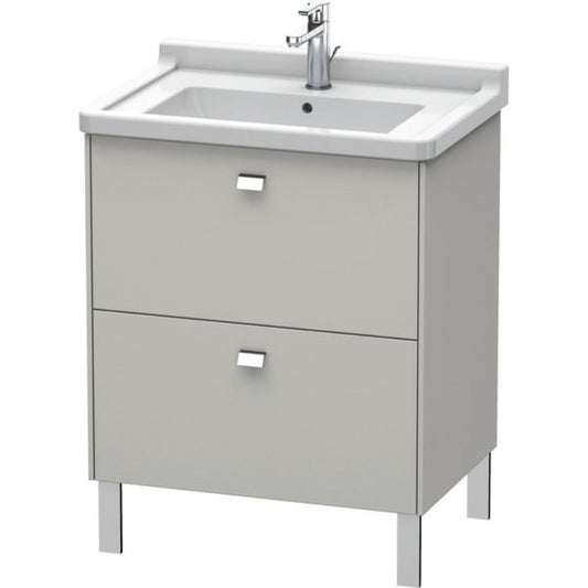 Duravit Brioso BR44210 26" x 27" x 18" Two Drawer Floor Standing Vanity Unit in Concrete Grey Matt and Chrome Handle