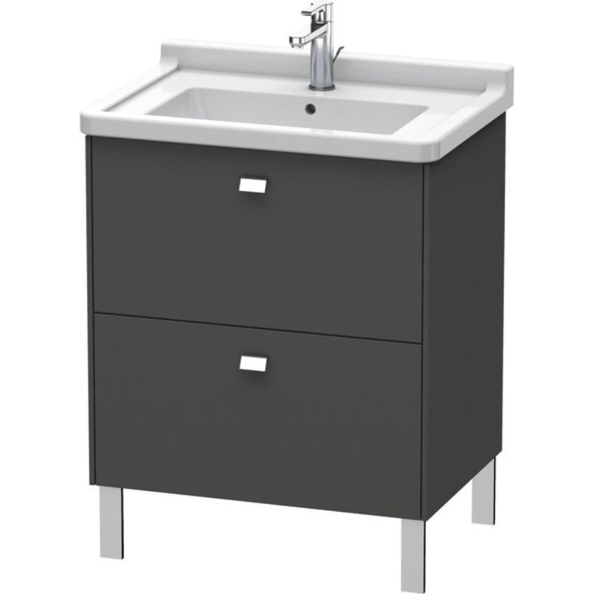 Duravit Brioso BR44210 26" x 27" x 18" Two Drawer Floor Standing Vanity Unit in Graphite Matt and Chrome Handle