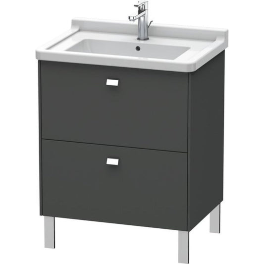 Duravit Brioso BR44210 26" x 27" x 18" Two Drawer Floor Standing Vanity Unit in Graphite Matt and Chrome Handle