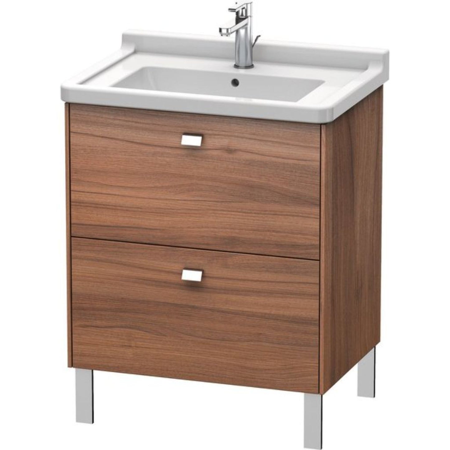 Duravit Brioso BR44210 26" x 27" x 18" Two Drawer Floor Standing Vanity Unit in Natural Walnut and Chrome Handle