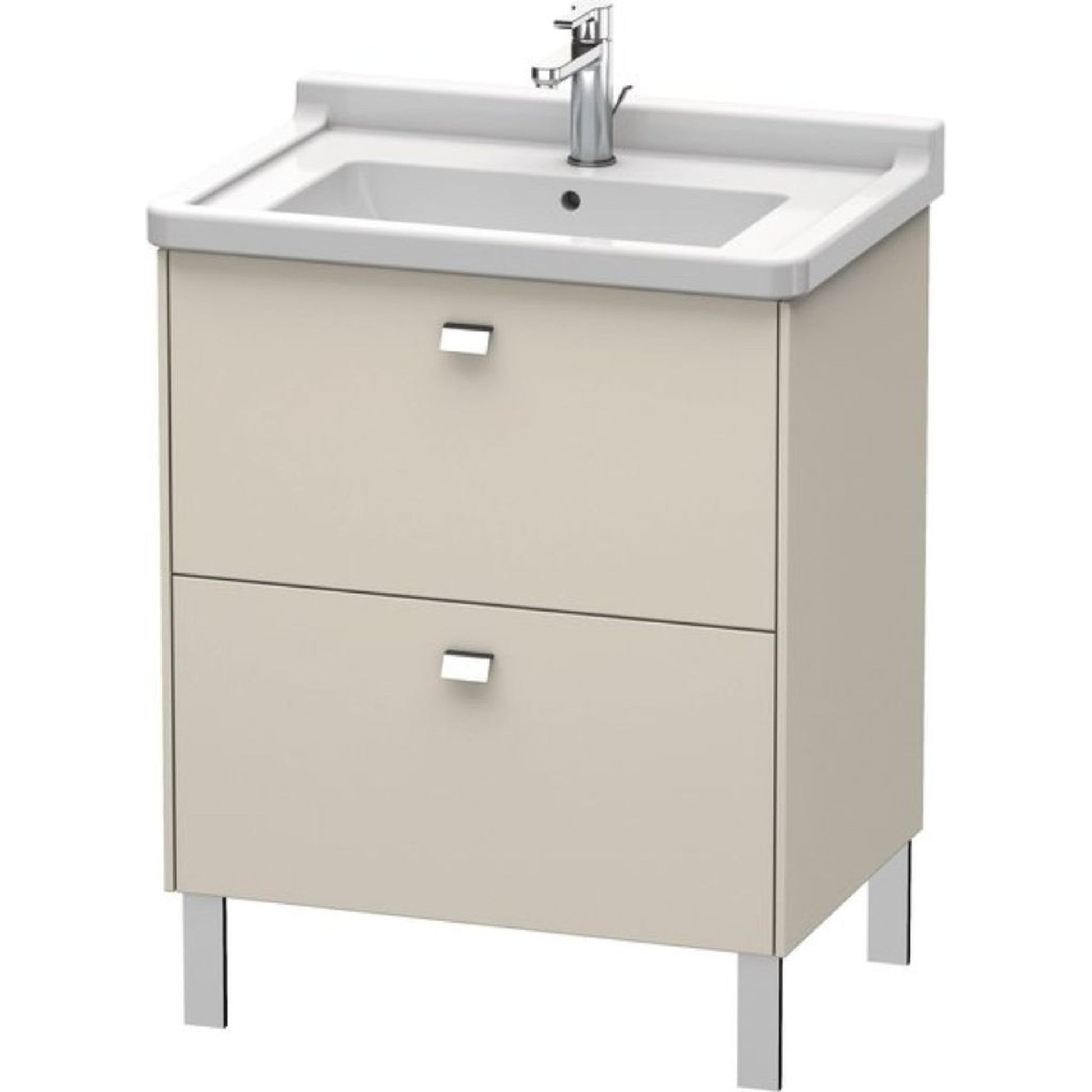 Duravit Brioso BR44210 26" x 27" x 18" Two Drawer Floor Standing Vanity Unit in Taupe and Chrome Handle