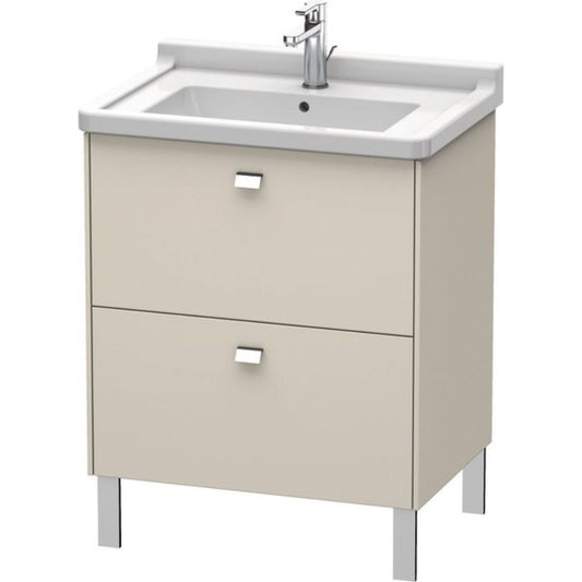 Duravit Brioso BR44210 26" x 27" x 18" Two Drawer Floor Standing Vanity Unit in Taupe and Chrome Handle