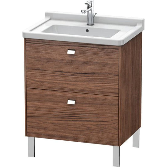 Duravit Brioso BR44210 26" x 27" x 18" Two Drawer Floor Standing Vanity Unit in Walnut Dark and Chrome Handle