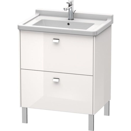 Duravit Brioso BR44210 26" x 27" x 18" Two Drawer Floor Standing Vanity Unit in White High Gloss and Chrome Handle