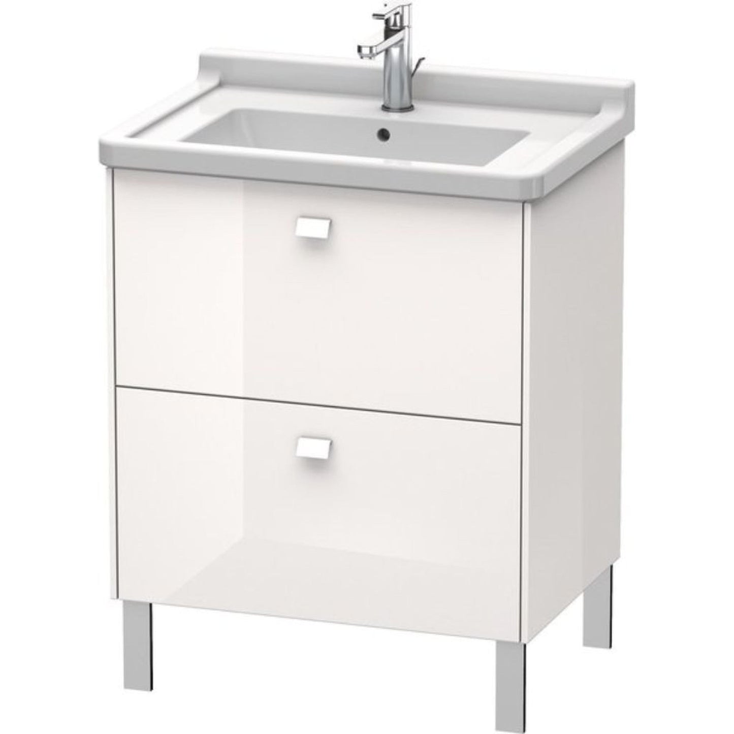 Duravit Brioso BR44210 26" x 27" x 18" Two Drawer Floor Standing Vanity Unit in White High Gloss