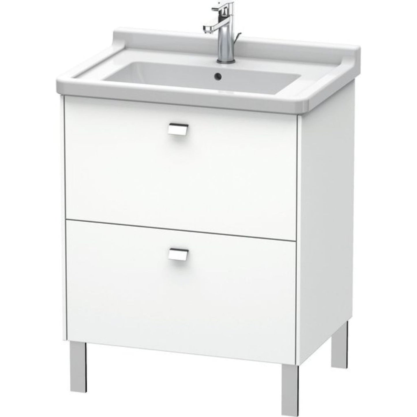 Duravit Brioso BR44210 26" x 27" x 18" Two Drawer Floor Standing Vanity Unit in White Matt and Chrome Handle